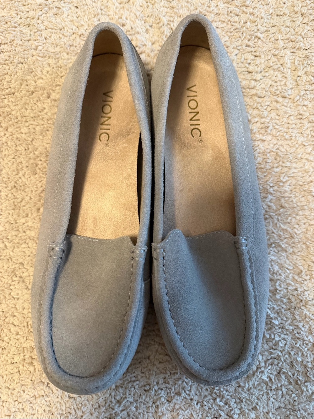 Vionic Gray Suede Slip-On Loafers (RUN LARGE)